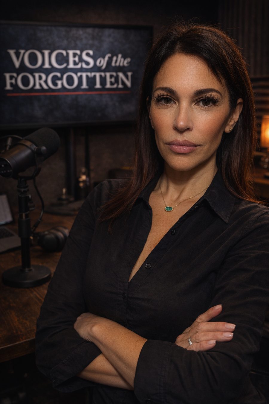 Cindy Gersch, host of Voices of the Forgotten, in the studio